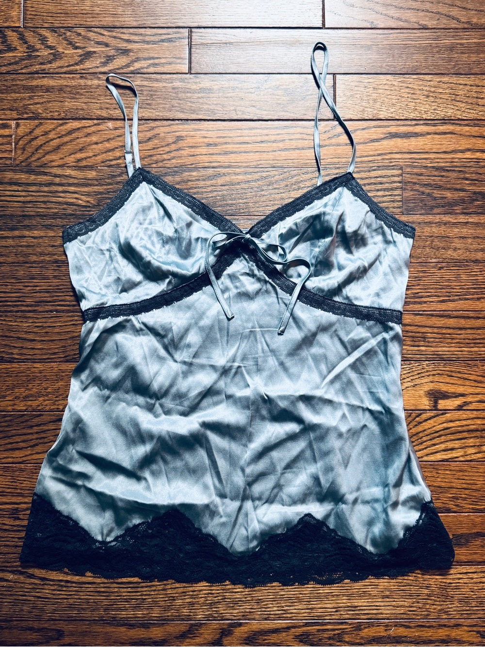 Banana Republic Light Blue Satin Lace-Trim Cami